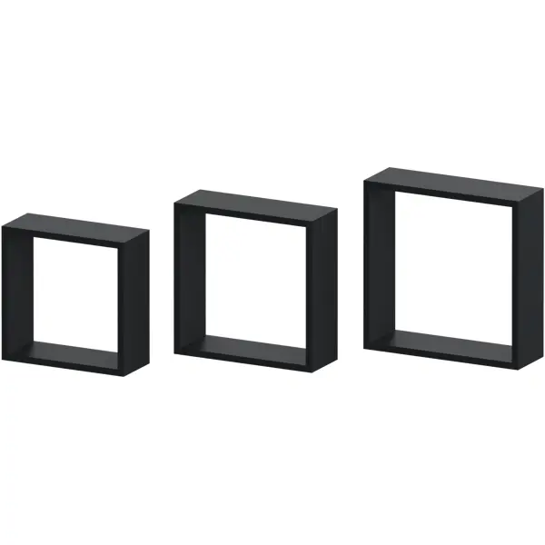 Полка настенная Spaceo 24x24 см/27x27 см/30x30 см МДФ цвет чёрный 3 шт