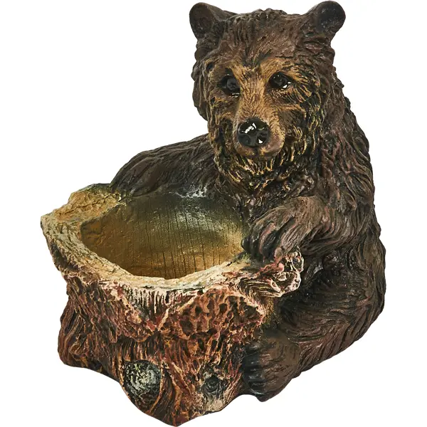 Фигура садовая Медведь у пня искусственный камень 23x22 см