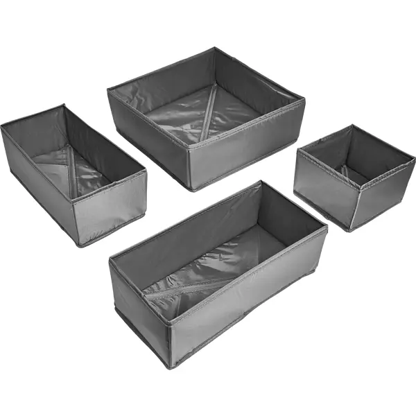 Набор коробок без крышки 31x31/15x31/15x15 см полиэстер цвет серый 4 шт