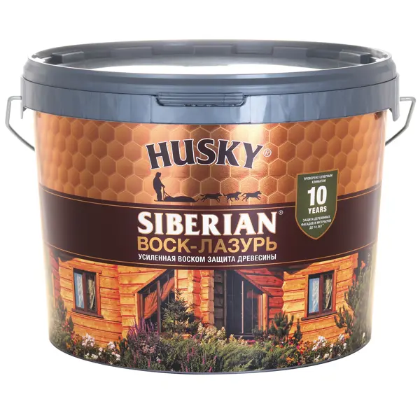 Воск-лазурь Husky Siberian полуматовый красное дерево 9