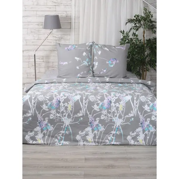 Комплект постельного белья Dried Flower двуспальный бязь серый