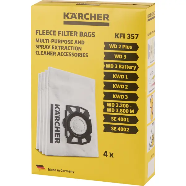 Мешки тканевые для пылесоса Karcher WD 2 Plus/WD 3 19 л, 4 шт.