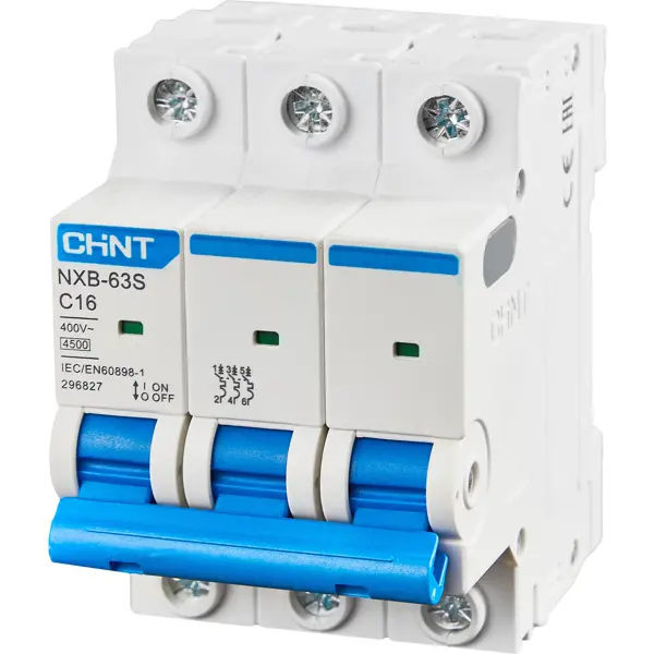 Автоматический выключатель CHINT NXB-63S 3P C16 А 4.5 кА