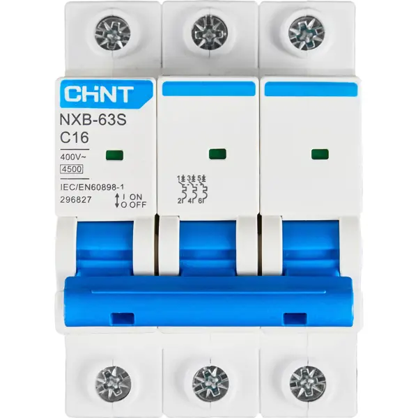 Автоматический выключатель CHINT NXB-63S 3P C16 А 4.5 кА