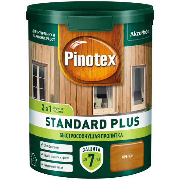 Антисептик Pinotex Standard Plus полуматовый орегон 0.9 л
