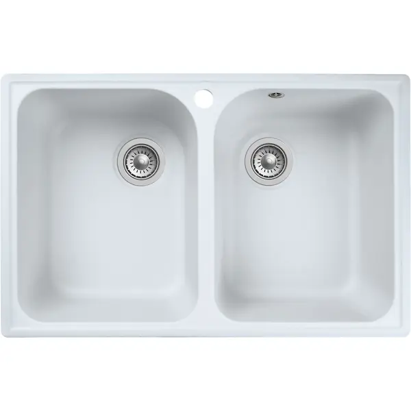 Мойка для кухни врезная Delinia 73.5x47.4 см глубина чаши 18 см кварц цвет белый