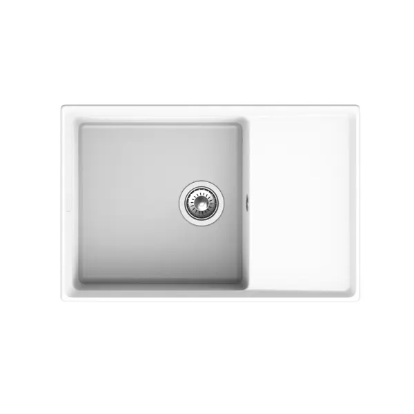 Мойка для кухни врезная с крылом Delinia 76x50 см глубина чаши 19 см кварц цвет белый