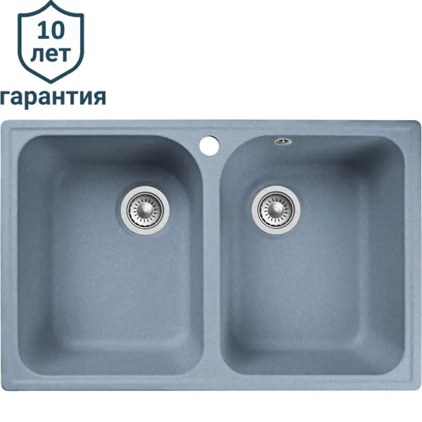 Мойка для кухни врезная Delinia 73.5x47.5 см глубина чаши 18 см кварц цвет серебристый