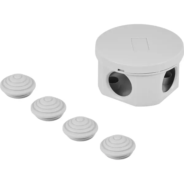 Распределительная коробка открытая Lexman D65x35 мм 4 ввода IP55 цвет серый