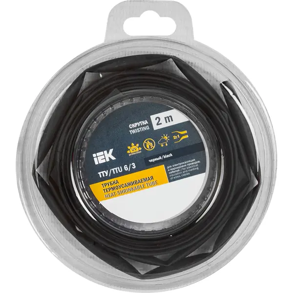 Термоусадочная трубка IEK нг-LS 6/3 мм 2 м цвет черный