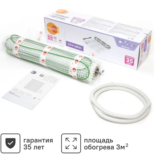 Нагревательный мат для теплого пола Equation 3 м2 480 Вт
