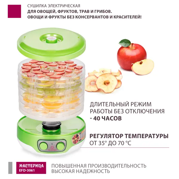 Сушилка электрическая Masterica EFD-3061 250 Вт 6 ярусов цвет прозрачный