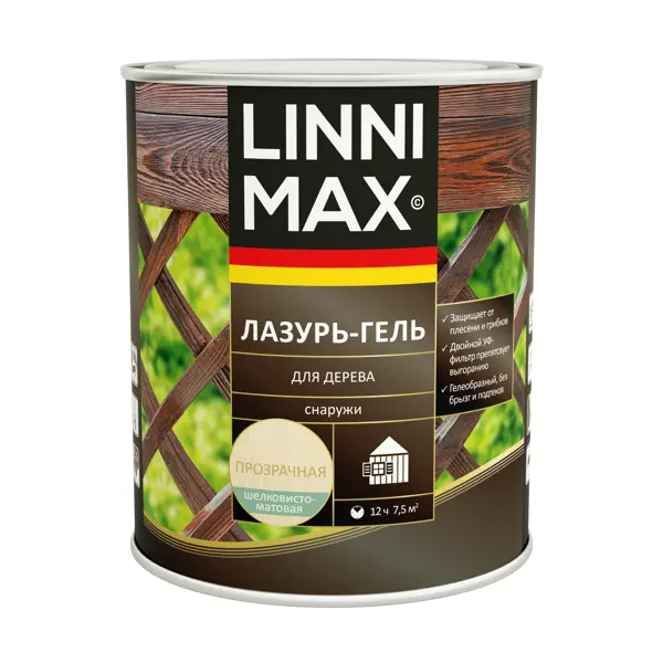 Лазурь-гель для дерева Linnimax полуматовая прозрачная 0.75 л