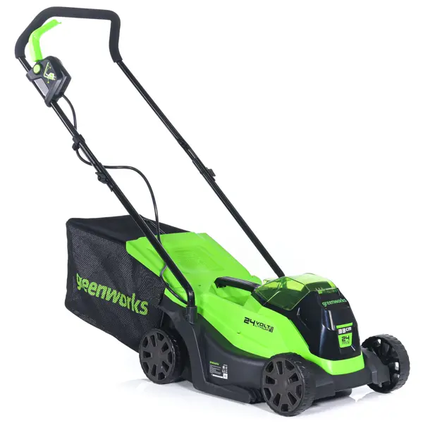 Газонокосилка аккумуляторная бесщеточная Greenworks 2516107UA 24 В 33 см 2 Ач АКБ и ЗУ входит в комплект