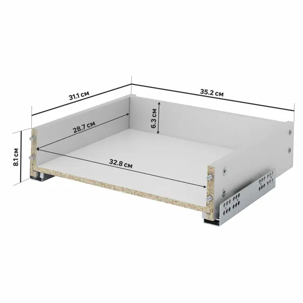 Ящик для навесного каркаса Delinia 35.2x8.1x31.1 см ЛДСП цвет серый