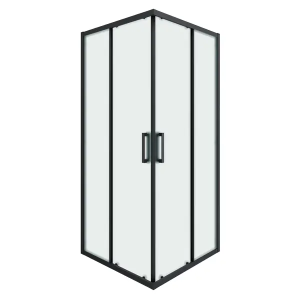 Душевой уголок Март Квадро Black квадратный 90x90 см черный профиль матовое стекло раздвижной