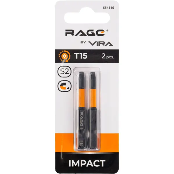 Бита ударная Rage 554146 T15x50 мм, 2 шт.