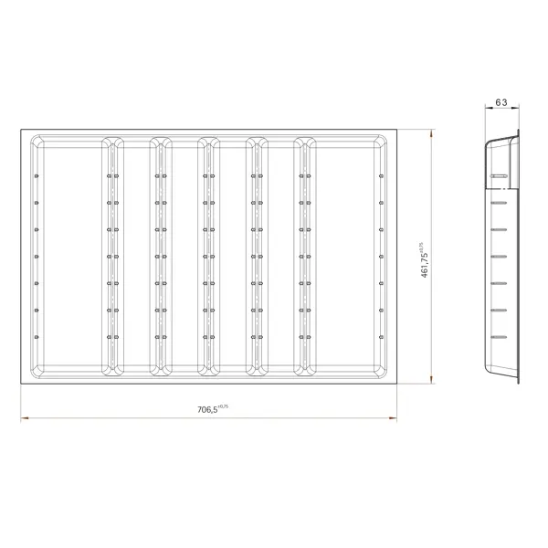 Лоток для столовых приборов Hettich Orga Tray 590IANL470KB800 46.2x7x71.7 см пластик цвет серый