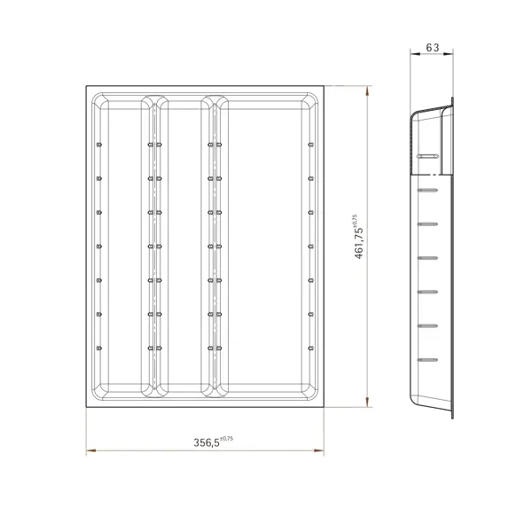 Лоток для столовых приборов Hettich Orga Tray 590IANL470KB400 30.6x7x46 см пластик цвет серый