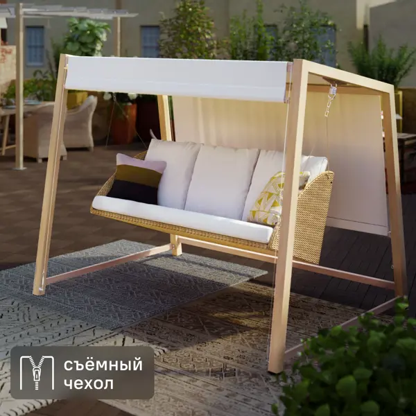 Качели садовые Naterial Medena 3-х местные до 395 кг белый/коричневый