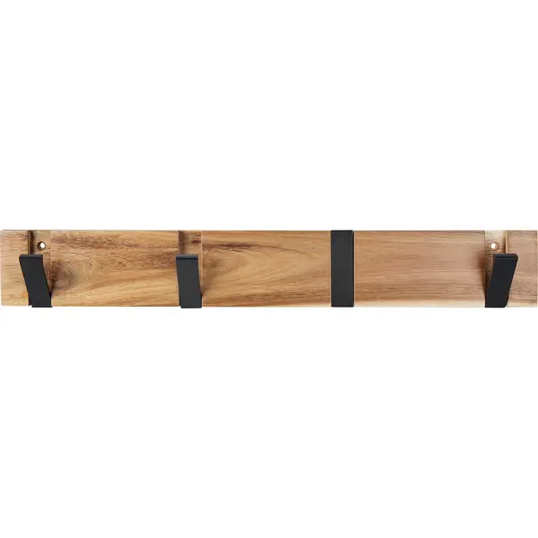 Вешалка настенная Ply 4 крючка 49.5x7 см цвет черный