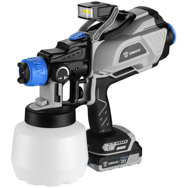 Краскопульт аккумуляторный Deko DSG20K2 Pro, 20 В Li-ion 2.3 Ач, 0.6 л/мин