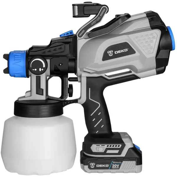 Краскопульт аккумуляторный Deko DSG20K2 Pro, 20 В Li-ion 2.3 Ач, 0.6 л/мин