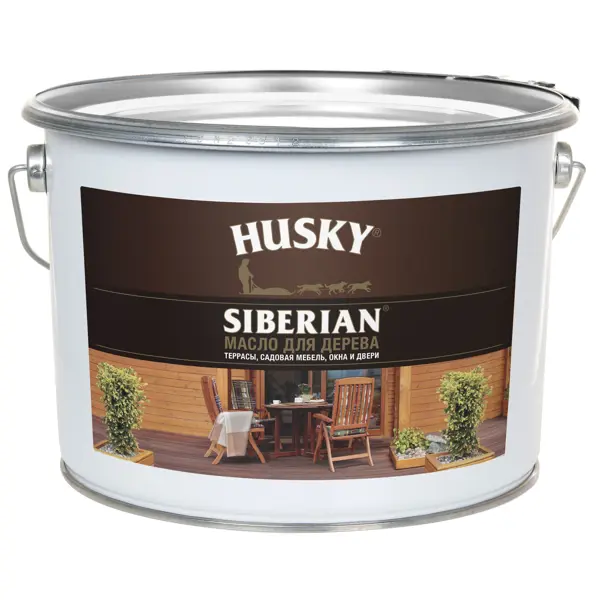 Масло для дерева для наружных работ Husky Siberian сатинированное прозрачное 9 л