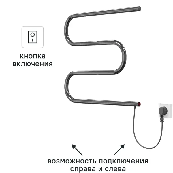 Полотенцесушитель электрический Equation 500x500 мм 40 Вт М-образный цвет хром