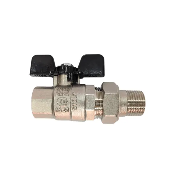 Кран шаровой прямой Stout DN25 PN40 1" ВР/НР ручка бабочка латунь