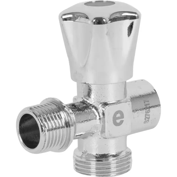 Вентиль запорный для стиральной машины Equation DN15 PN10 1/2"x3/4"x1/2" НР/ВР ручка барашек латунь
