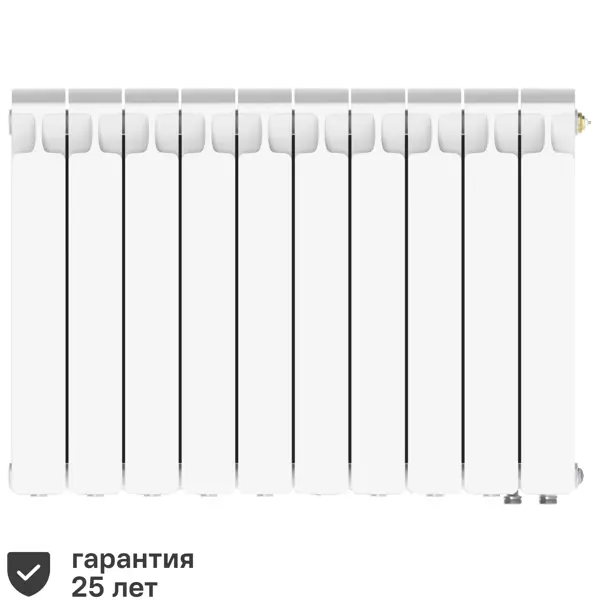 Радиатор секционный Rifar Monolit 500/100 биметалл 10 секций нижнее правое подключение цвет белый
