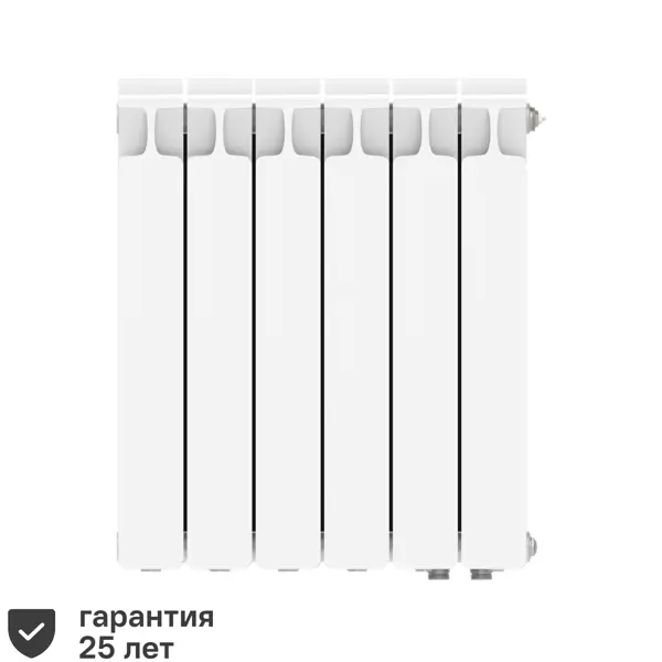 Радиатор секционный Rifar Monolit 500/100 биметалл 6 секций нижнее правое подключение цвет белый