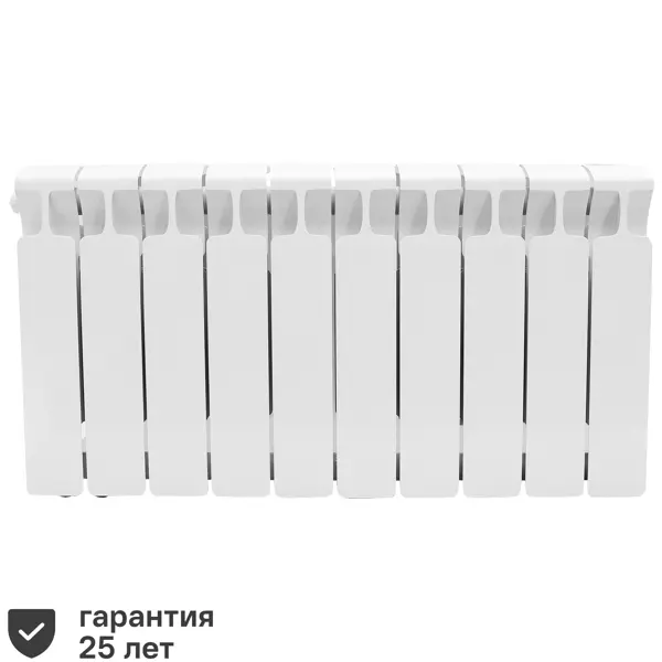 Радиатор секционный Rifar Monolit 350/100 биметалл 10 секций нижнее левое подключение цвет белый