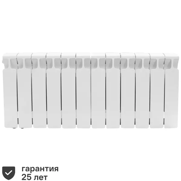 Радиатор секционный Rifar Monolit 350/100 биметалл 12 секций нижнее левое подключение цвет белый