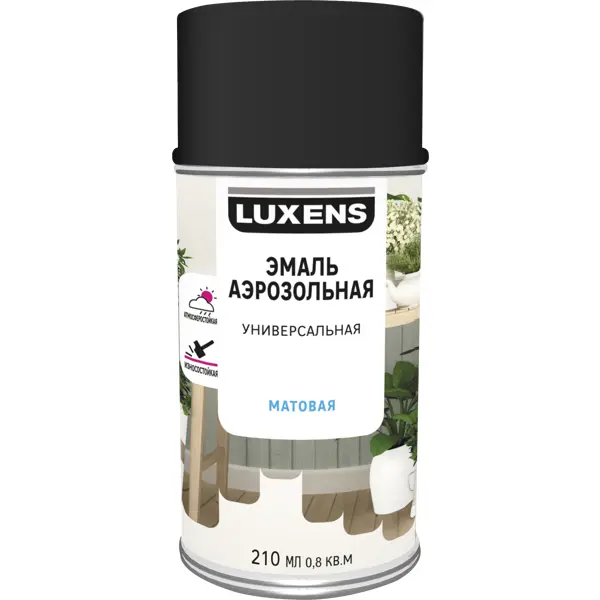 Эмаль аэрозольная декоративная Luxens матовая цвет черный 210 мл