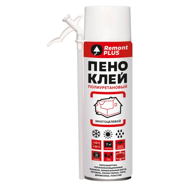 Клей-пена монтажный Remont PLUS Бытовой Мини для различных поверхностей 350 мл