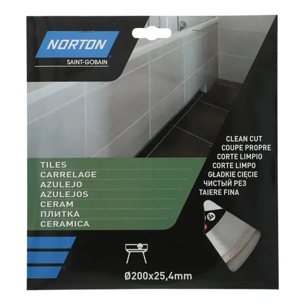 Диск алмазный по керамике Norton Extreme ceramic clipper 70184647047 сплошной 200x25.4x1.8 мм