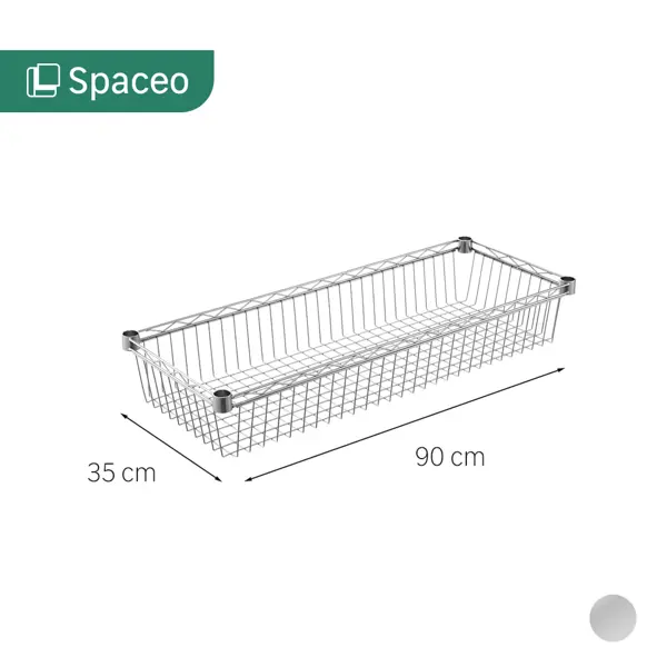 Корзина для стеллажа Spaceo 90x35x0.4 см цвет хром