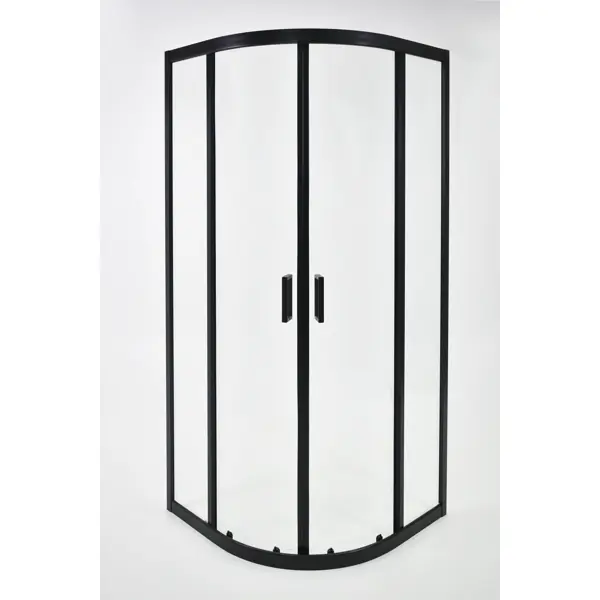 Душевой уголок Метакам 1/4 круга 80x80 см черный профиль прозрачное стекло раздвижной