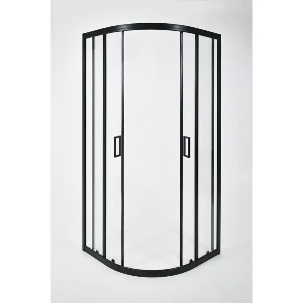 Душевой уголок Метакам 1/4 круга 80x80 см черный профиль прозрачное стекло раздвижной