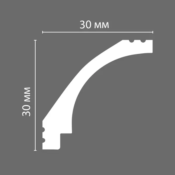 Плинтус потолочный Design 2 полистирол 30x30x2000 мм белый
