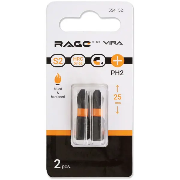 Бита магнитная Rage 554152 PH2x25 мм, 2 шт.