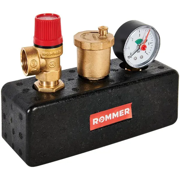Группа безопасности для котла Rommer 1" 3 бар сталь в теплоизоляции