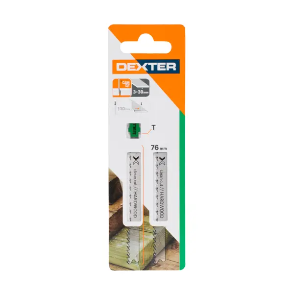 Пилка для электролобзика по дереву Dexter T101BF чистый рез 76 мм, 2 шт.