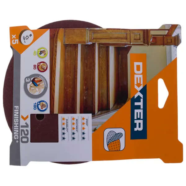 Круг шлифовальный Dexter P120 150 мм, 5 шт.