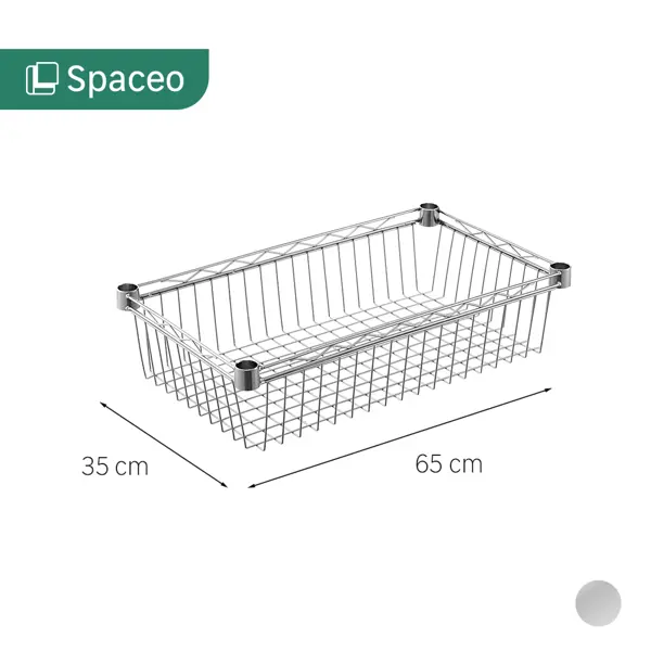 Корзина для стеллажа Spaceo 60x35x14 см цвет хром