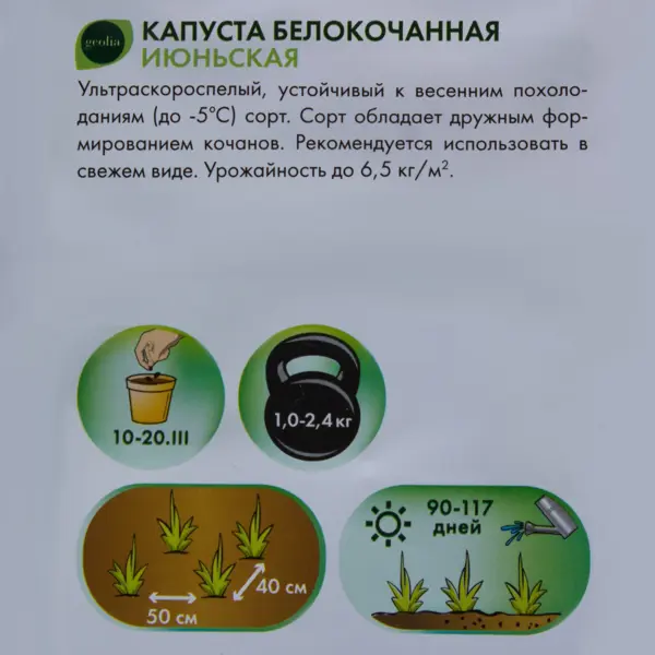 Семена Капуста белокочанная Geolia Июньская