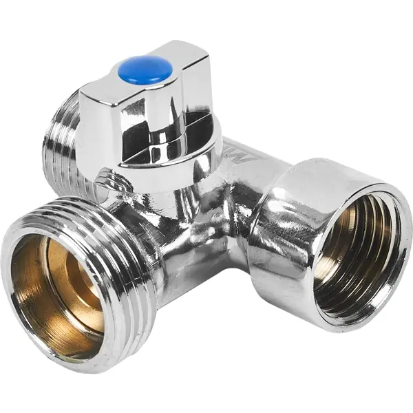 Кран шаровой трёхпроходной MPF 1/2"x3/4"x1/2" с отражателем наружная-внутренняя резьба