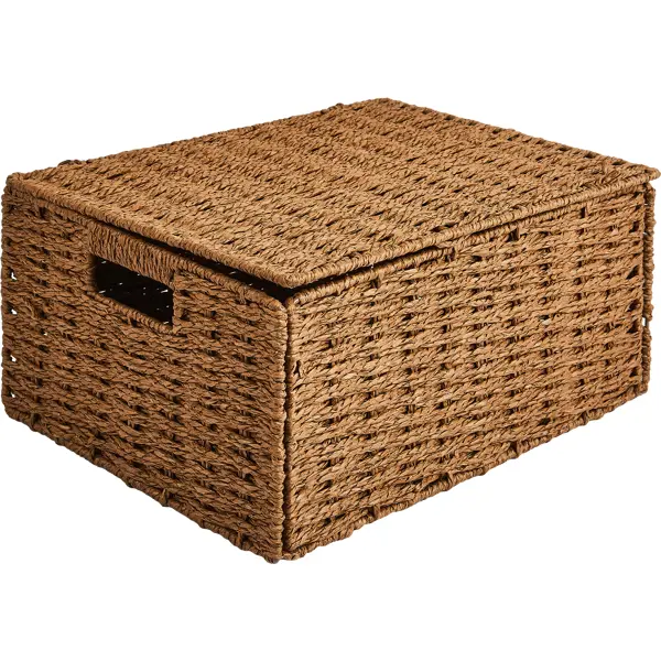Корзина с крышкой для хранения 38x18x28 см бумага цвет коричневый
